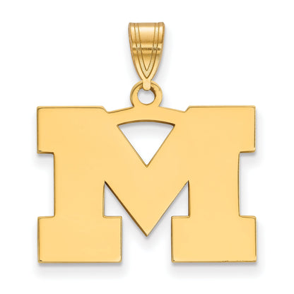 Gold Plated Sterling Silver Logoart University Of Michigan Letter M Medium Pendant
