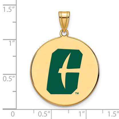 Gold Plated Sterling Silver Logoart University Of North Carolina At Charlotte 49Ers Extra Large Enameled Disc Pendant