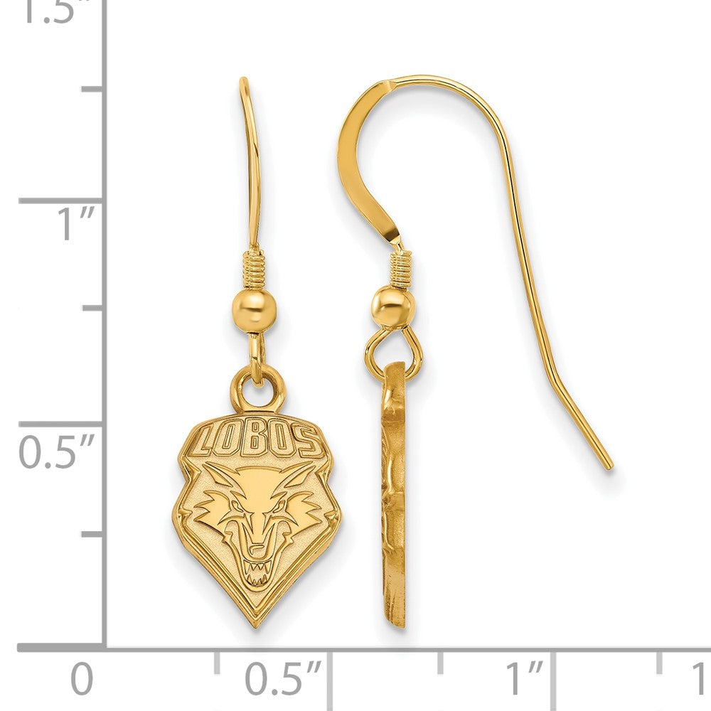 Gold Plated Sterling Silver Logoart University Of New Mexico Lobos Small Dangle Wire Earrings