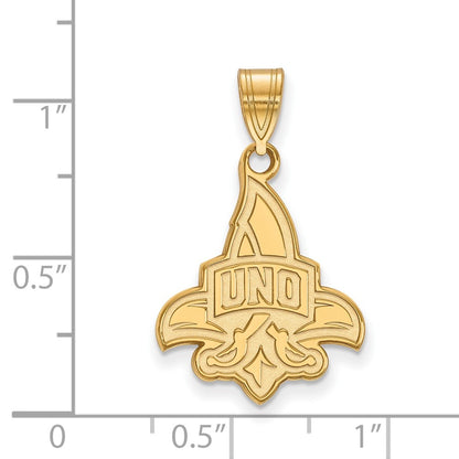 10K Yellow Gold Logoart University Of New Orleans U N O Large Pendant