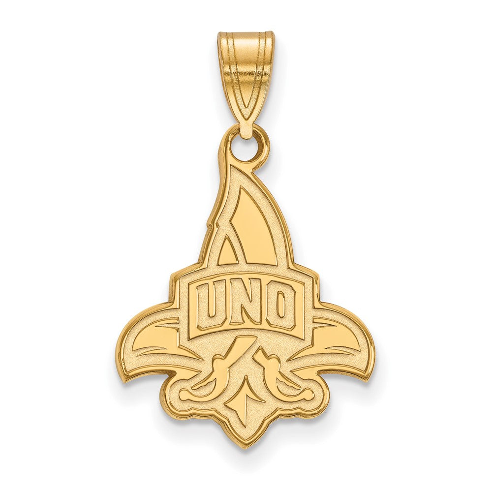 14K Yellow Gold Logoart University Of New Orleans U N O Large Pendant