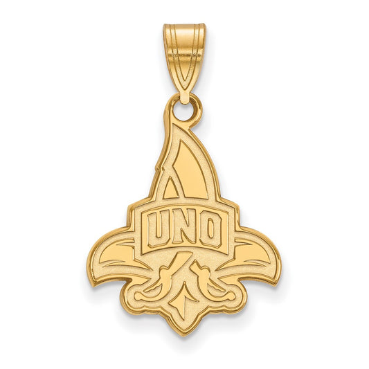 14K Yellow Gold Logoart University Of New Orleans U N O Large Pendant