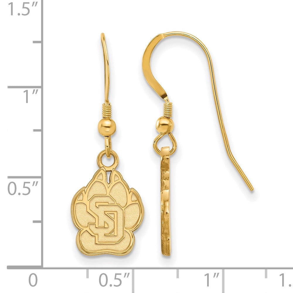 Gold Plated Sterling Silver Logoart University Of South Dakota Small Dangle Wire Earrings