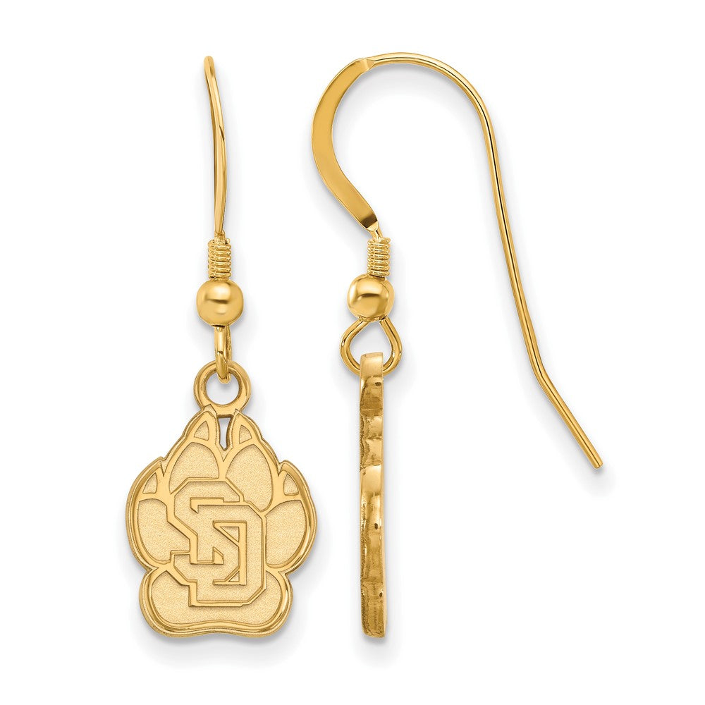 Gold Plated Sterling Silver Logoart University Of South Dakota Small Dangle Wire Earrings