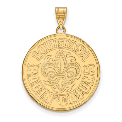 Gold Plated Sterling Silver Logoart University Of Louisiana At Lafayette Extra Large Pendant
