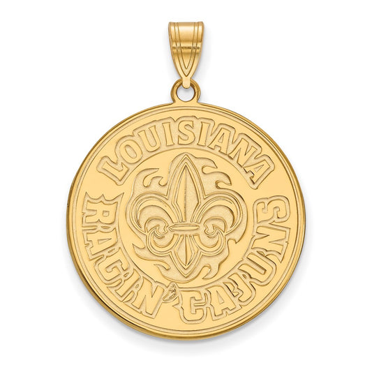 Gold Plated Sterling Silver Logoart University Of Louisiana At Lafayette Extra Large Pendant