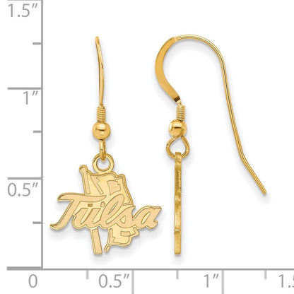 Gold Plated Sterling Silver Logoart University Of Tulsa Small Dangle Wire Earrings