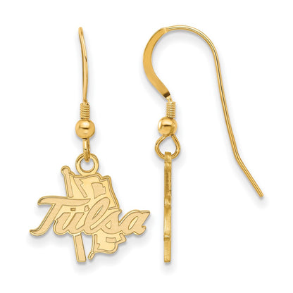 Gold Plated Sterling Silver Logoart University Of Tulsa Small Dangle Wire Earrings