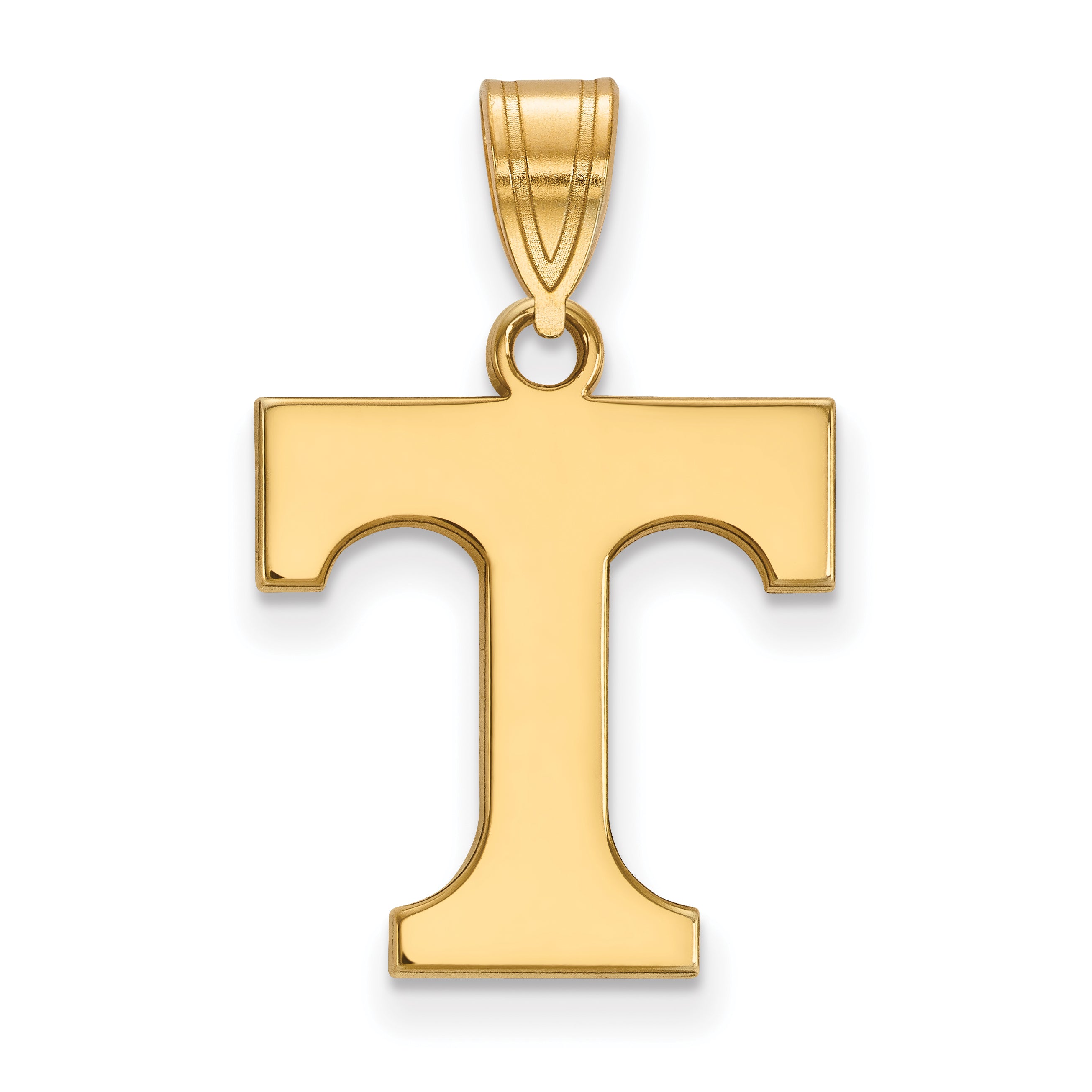 Gold Plated Sterling Silver Logoart University Of Tennessee Letter T Medium Pendant