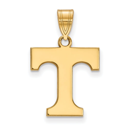 Gold Plated Sterling Silver Logoart University Of Tennessee Letter T Medium Pendant