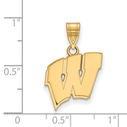 Gold Plated Sterling Silver Logoart University Of Wisconsin Letter W Medium Pendant