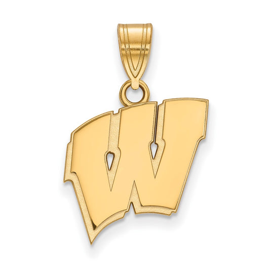 14K Yellow Gold Logoart University Of Wisconsin Letter W Medium Pendant