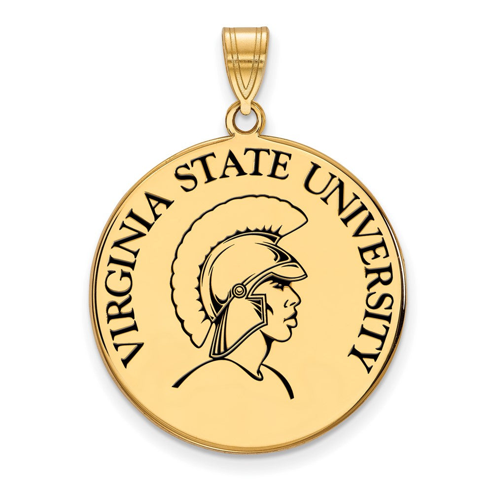 Gold Plated Sterling Silver Logoart Virginia State University Extra Large Enameled Disc Pendant