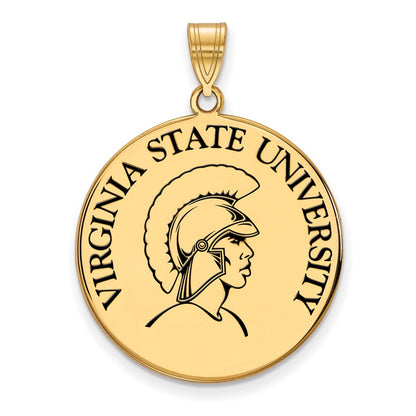 Gold Plated Sterling Silver Logoart Virginia State University Extra Large Enameled Disc Pendant