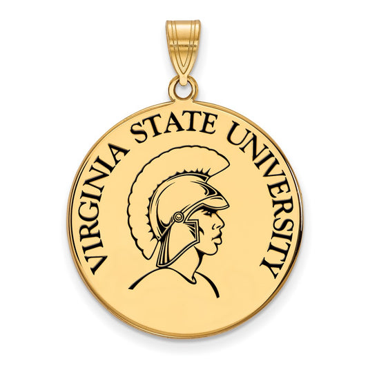 Gold Plated Sterling Silver Logoart Virginia State University Extra Large Enameled Disc Pendant