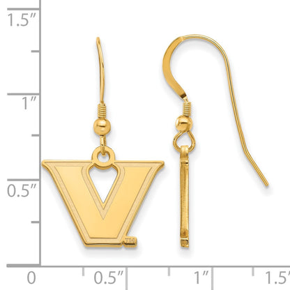 Gold Plated Sterling Silver Gp Logoart Vanderbilt University Small Dangle Earrings