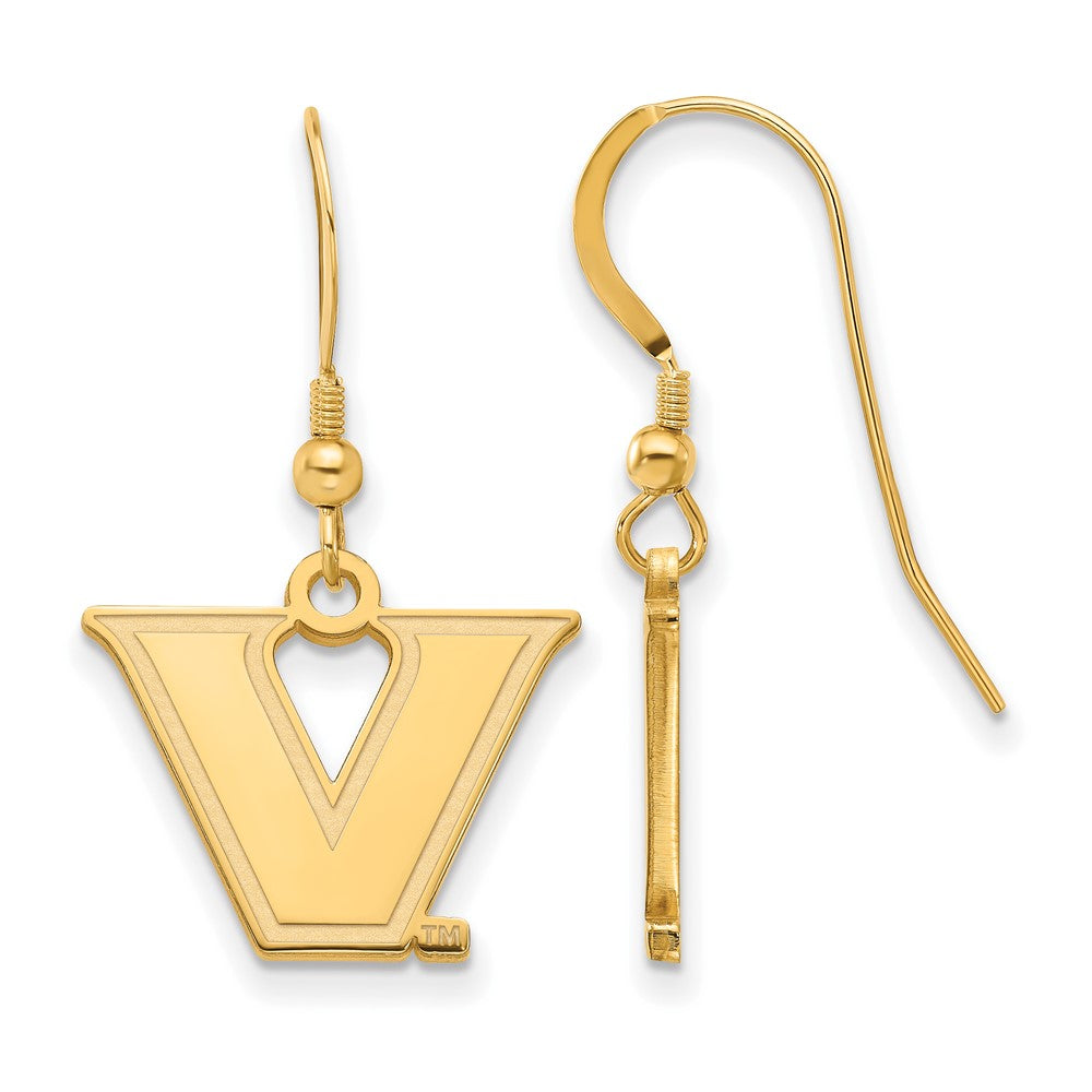 Gold Plated Sterling Silver Gp Logoart Vanderbilt University Small Dangle Earrings