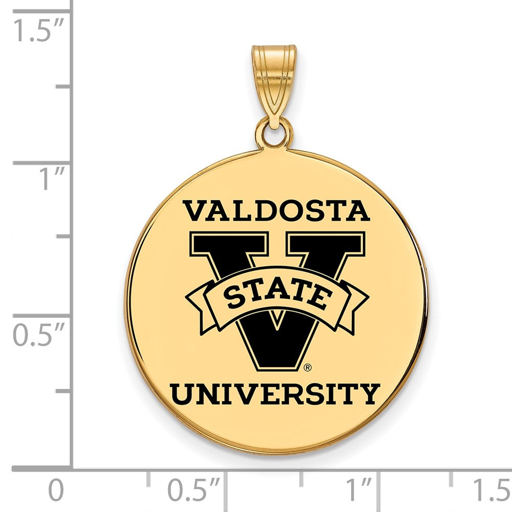 Gold Plated Sterling Silver Logoart Valdosta State University Extra Large Enameled Disc Pendant
