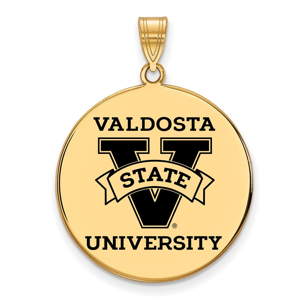 Gold Plated Sterling Silver Logoart Valdosta State University Extra Large Enameled Disc Pendant