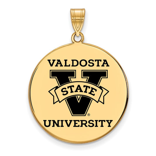 Gold Plated Sterling Silver Logoart Valdosta State University Extra Large Enameled Disc Pendant
