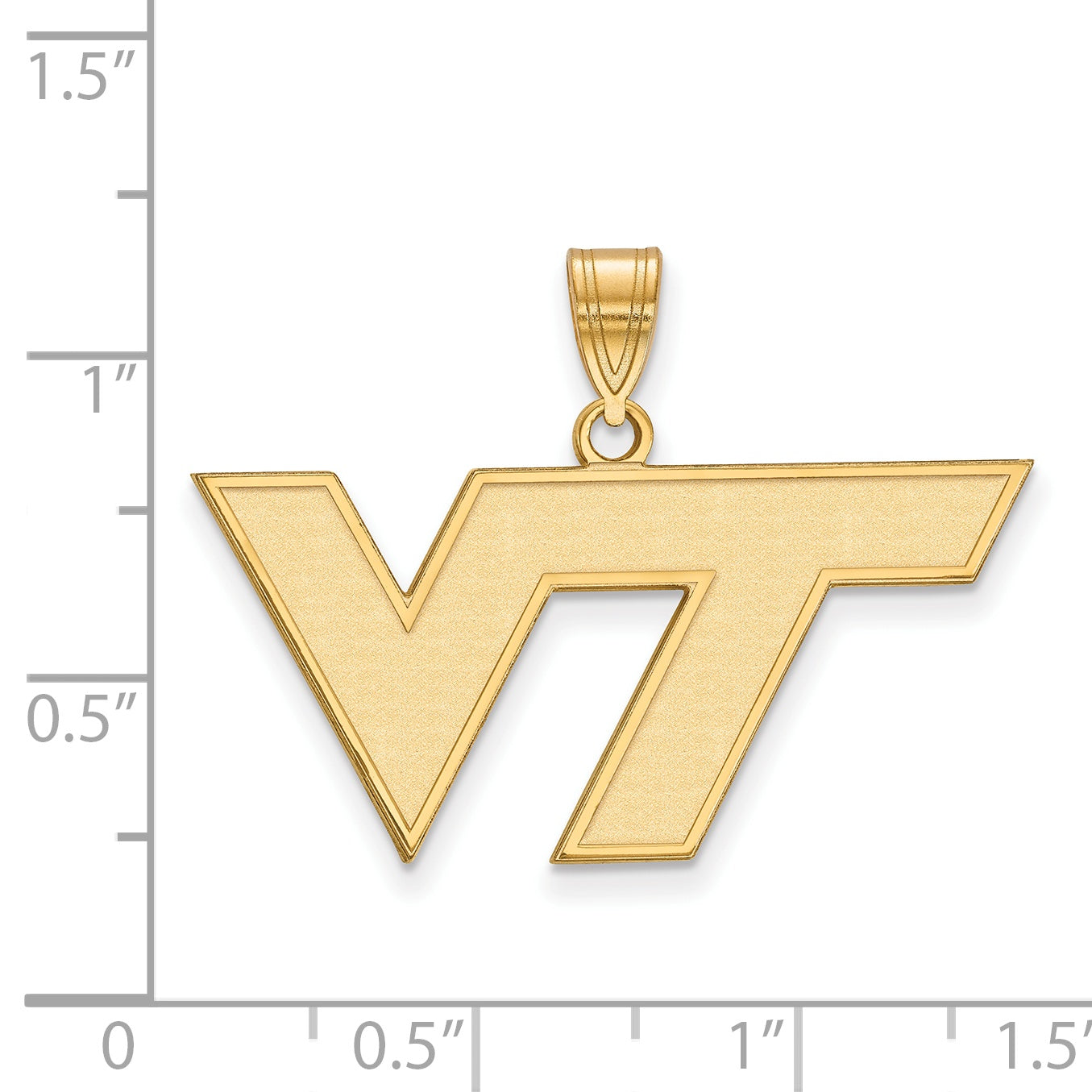 Gold Plated Sterling Silver Logoart Virginia Tech V T Medium Pendant