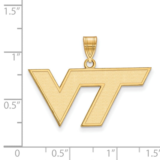Gold Plated Sterling Silver Logoart Virginia Tech V T Medium Pendant
