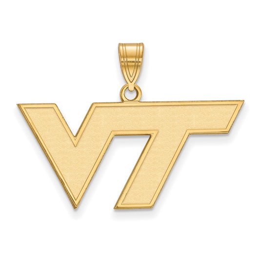 14K Yellow Gold Logoart Virginia Tech V T Medium Pendant
