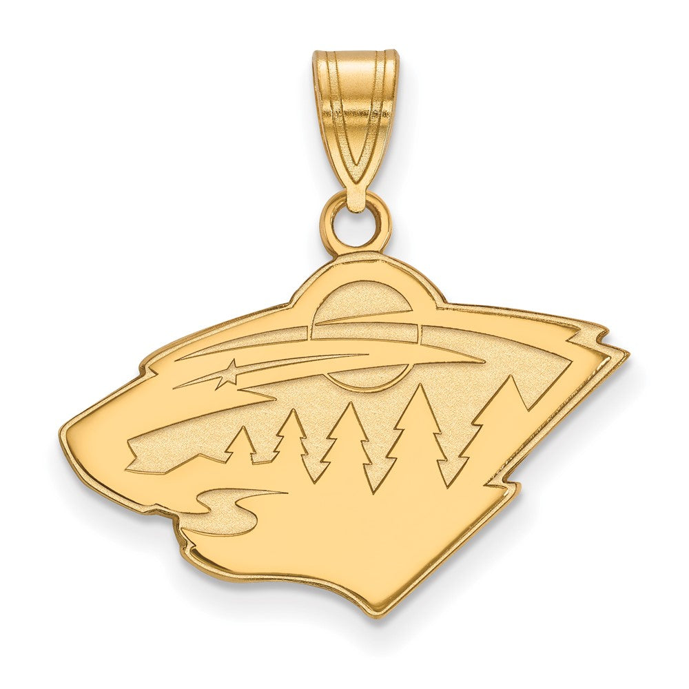 14K Yellow Gold Nhl Logoart Minnesota Wild Medium Pendant