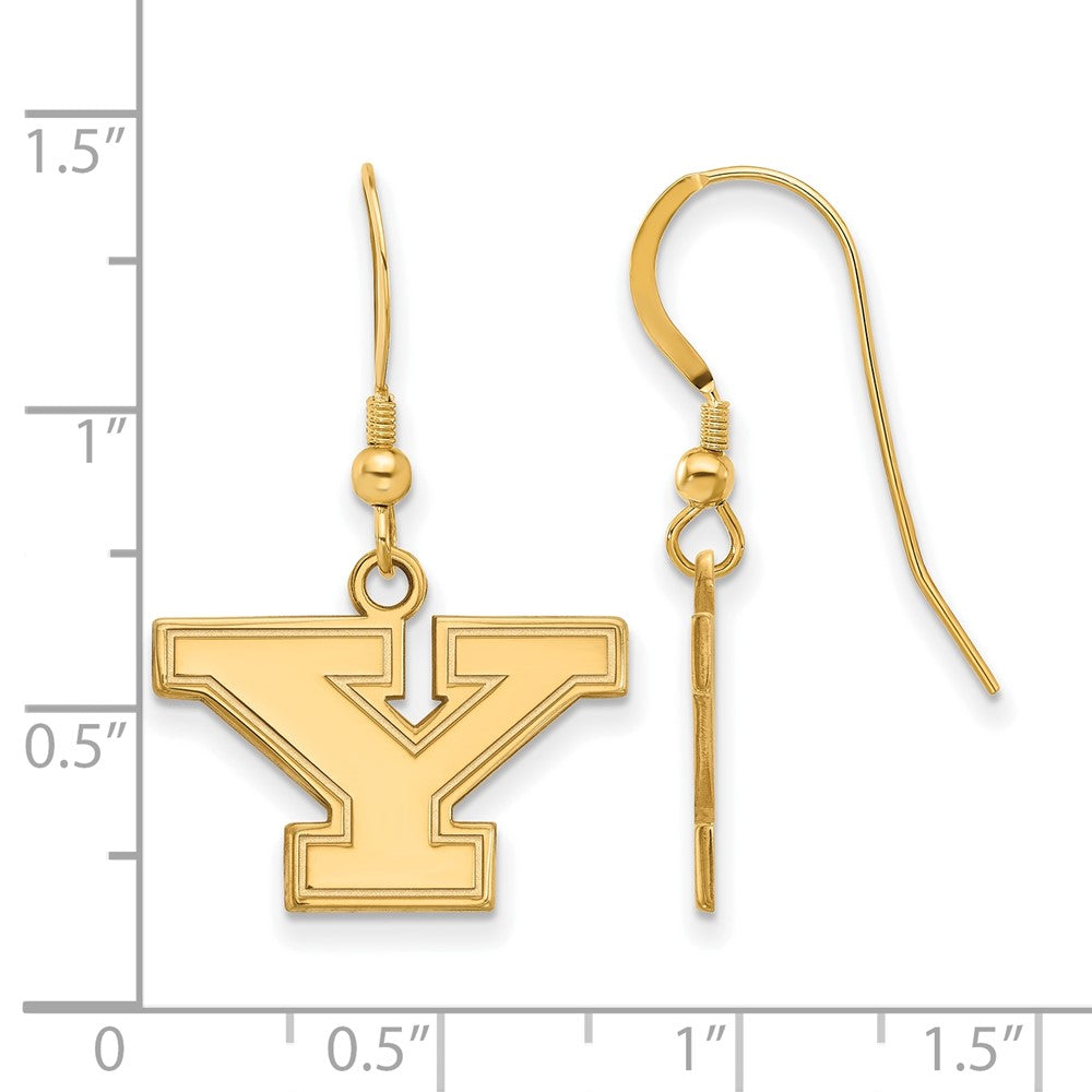 Gold Plated Sterling Silver Logoart Youngstown State University Letter Y Small Dangle Wire Earrings