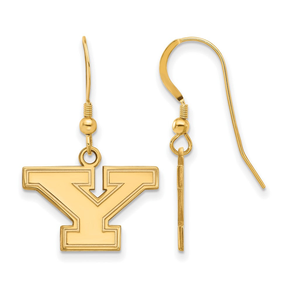 Gold Plated Sterling Silver Logoart Youngstown State University Letter Y Small Dangle Wire Earrings