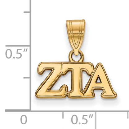 Gold Plated Sterling Silver Logoart Zeta Tau Alpha Sorority Greek Letters Medium Pendant