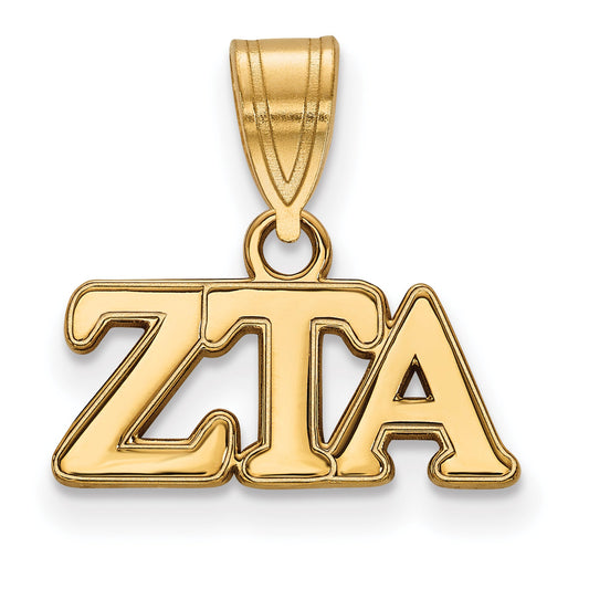 Gold Plated Sterling Silver Logoart Zeta Tau Alpha Sorority Greek Letters Medium Pendant
