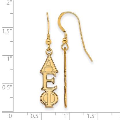 Gold Plated Sterling Silver Logoart Alpha Epsilon Phi Sorority Greek Letters Medium Dangle Earrings