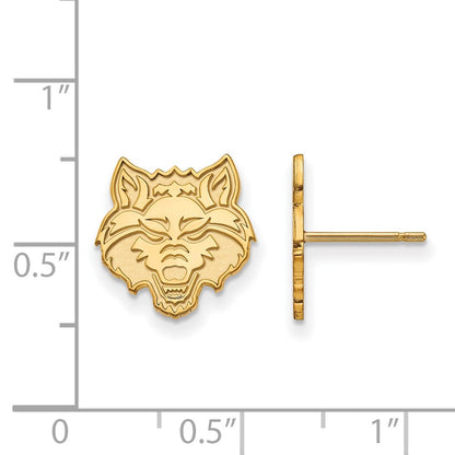 Gold Plated Sterling Silver Logoart Arkansas State University Wolf Small Post Earrings