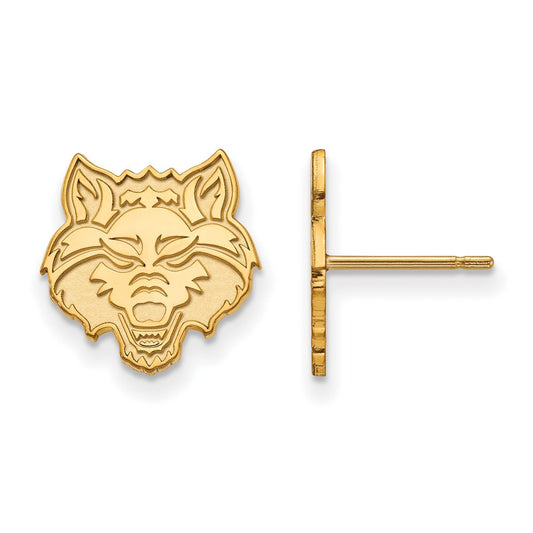 Gold Plated Sterling Silver Logoart Arkansas State University Wolf Small Post Earrings