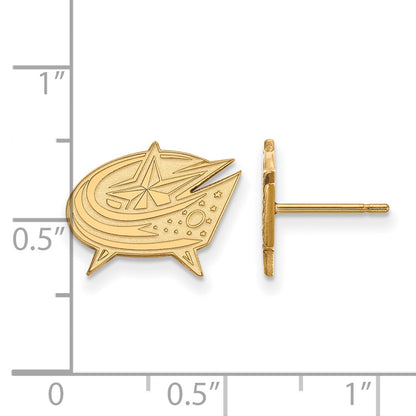 10K Yellow Gold Nhl Logoart Columbus Blue Jackets Small Post Earrings