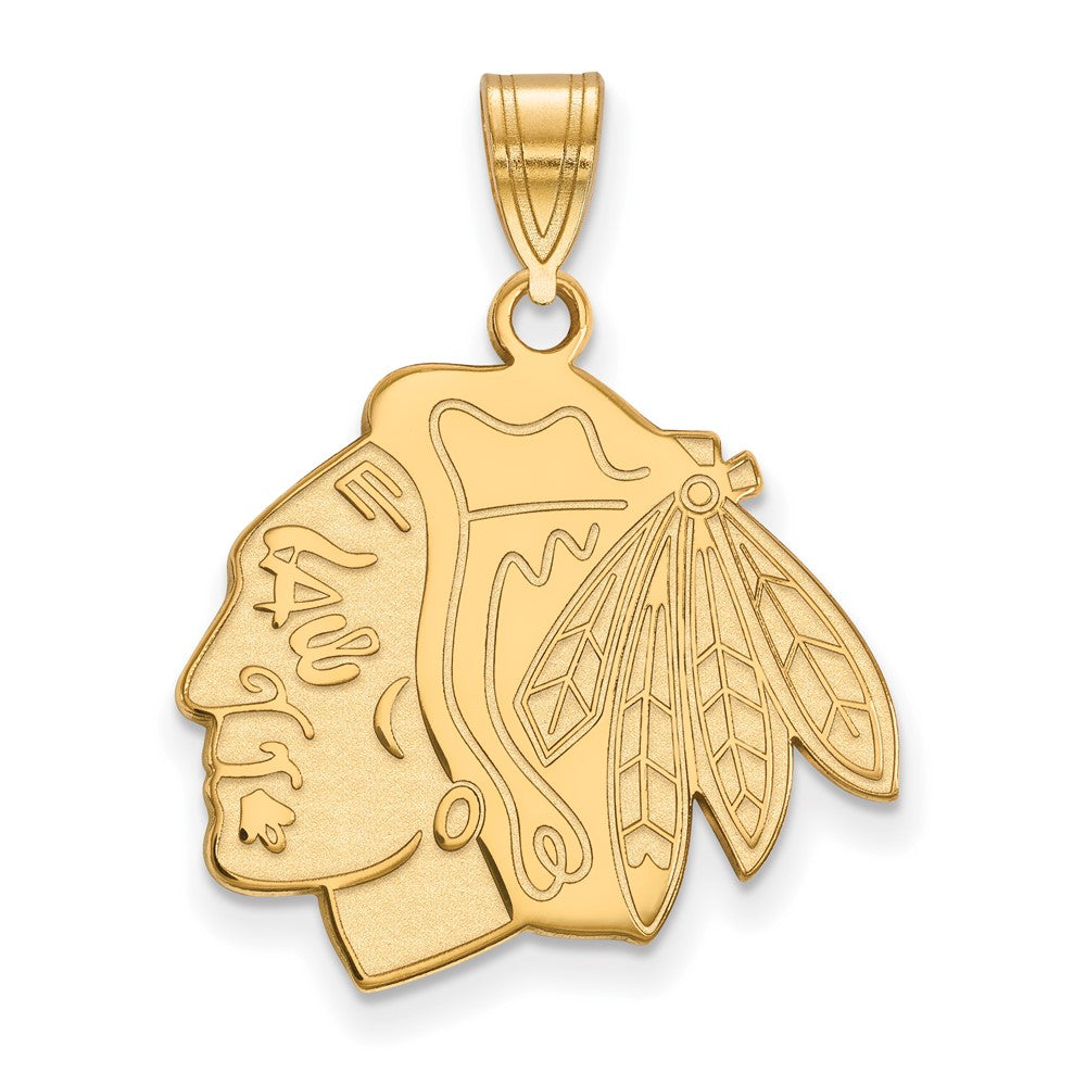 Gold Plated Sterling Silver Nhl Logoart Chicago Blackhawks Large Pendant