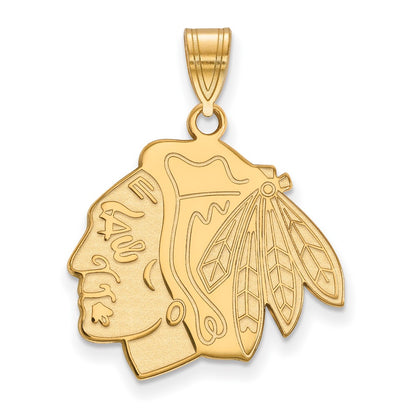 Gold Plated Sterling Silver Nhl Logoart Chicago Blackhawks Large Pendant