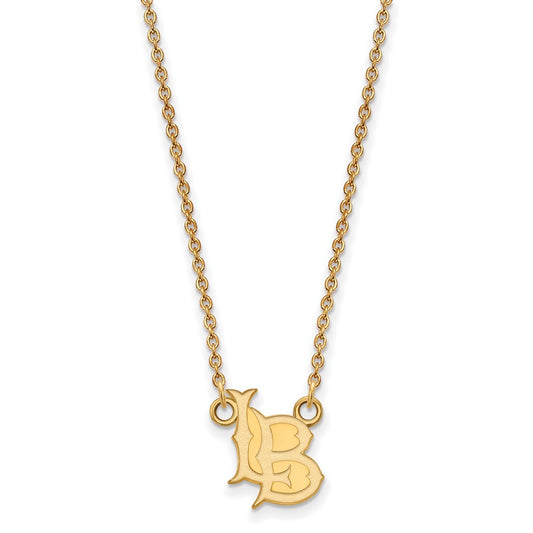 Gold Plated Sterling Silver Logoart California State University Long Beach L B Small Pendant 18 Inch Necklace