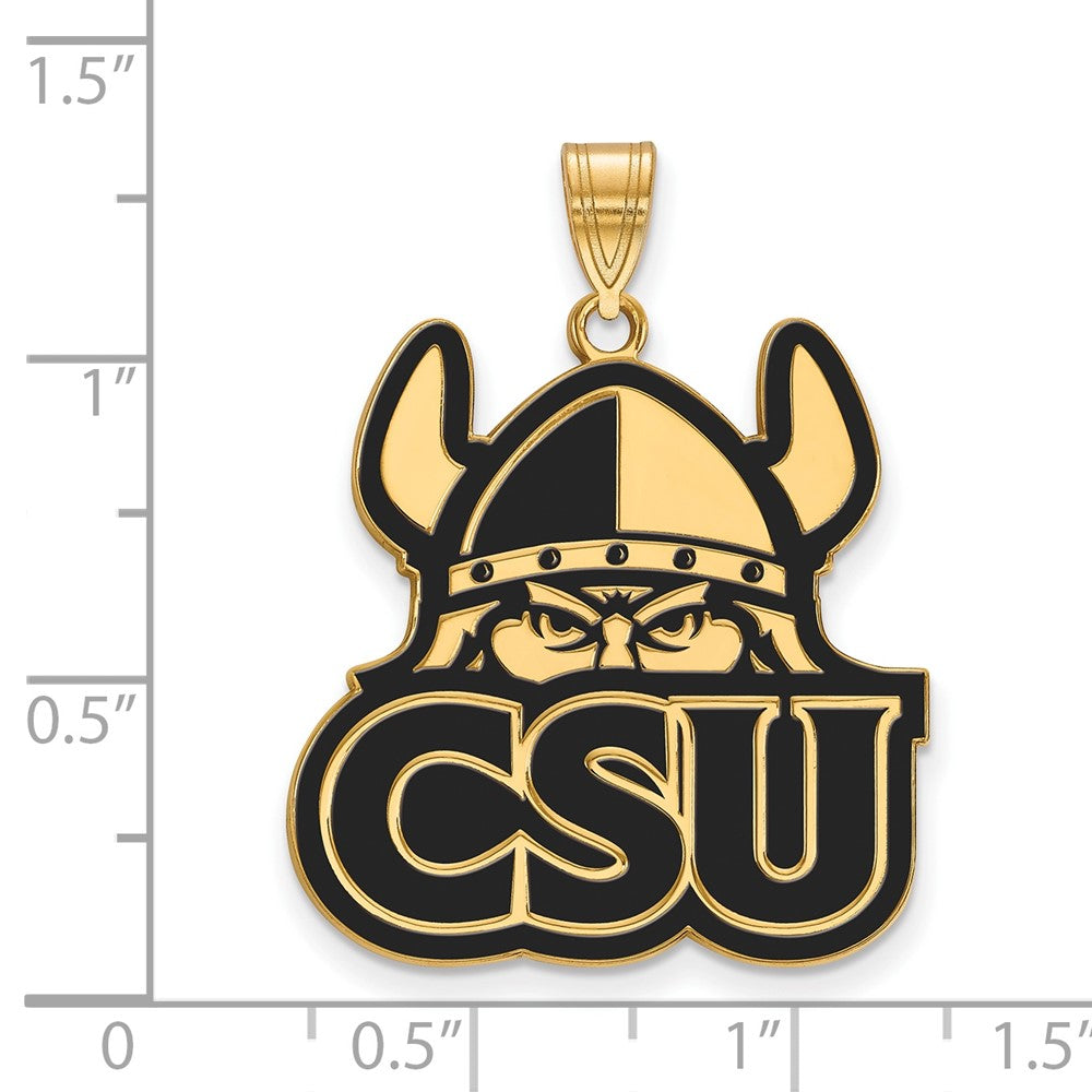 Gold Plated Sterling Silver Logoart Cleveland State University Extra Large Enameled Pendant