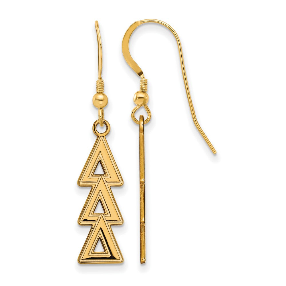 Gold Plated Sterling Silver Logoart Delta Sorority Greek Letters Medium Dangle Earrings