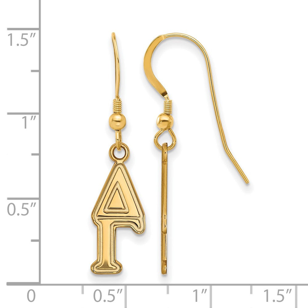 Gold Plated Sterling Silver Logoart Delta Gamma Sorority Greek Letters Small Dangle Earrings