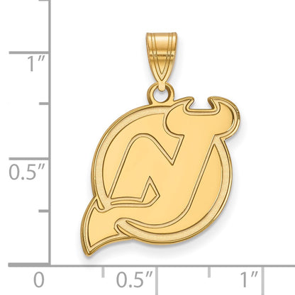 14K Yellow Gold Nhl Logoart New Jersey Devils Large Pendant