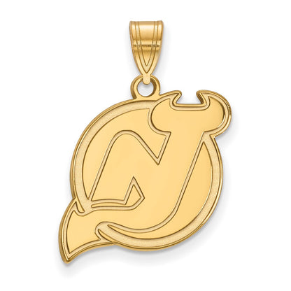 Gold Plated Sterling Silver Nhl Logoart New Jersey Devils Large Pendant