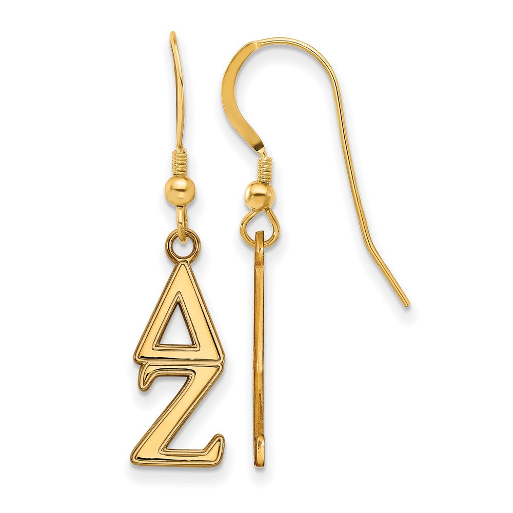 Gold Plated Sterling Silver Logoart Delta Zeta Sorority Greek Letters Small Dangle Earrings