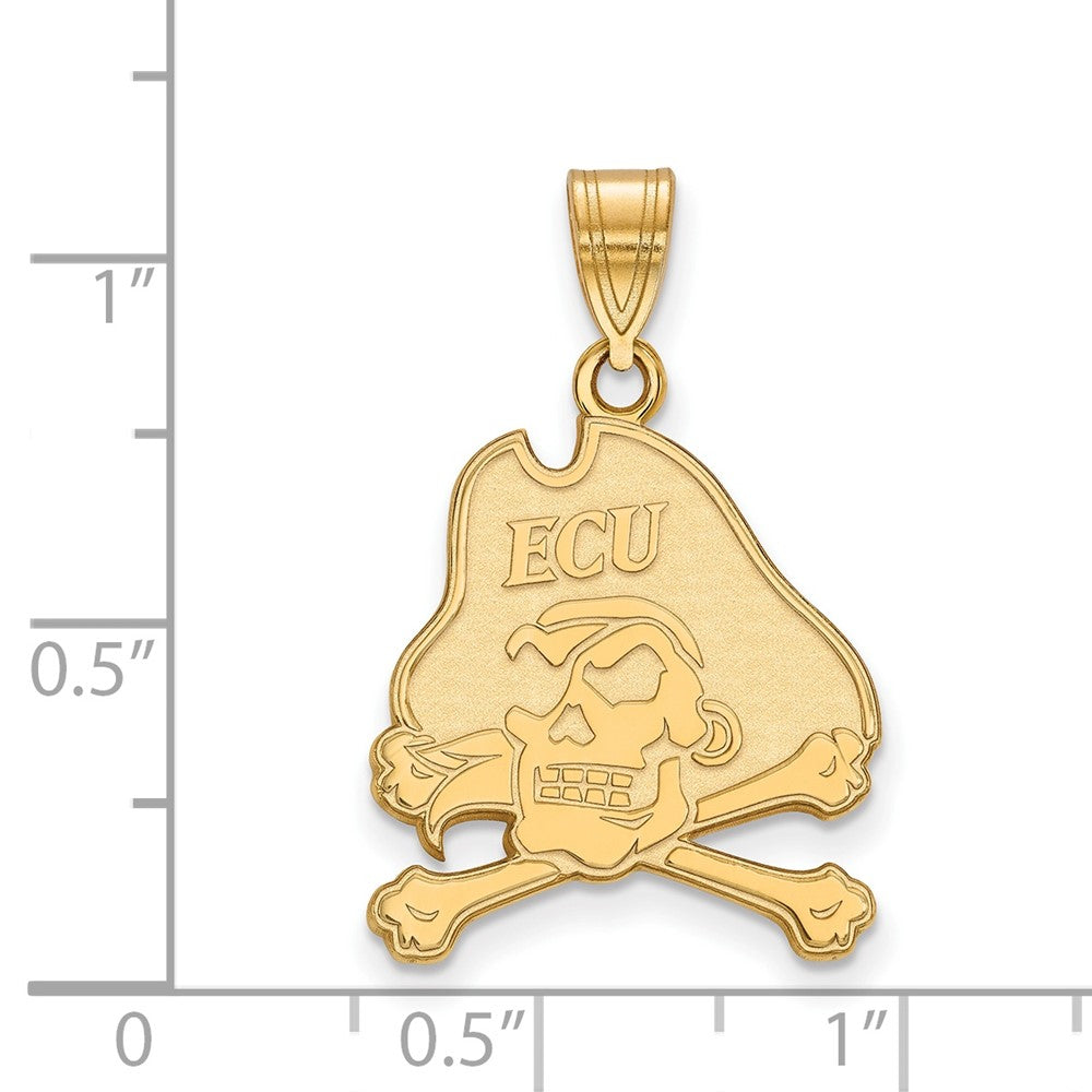 10K Yellow Gold Logoart East Carolina University Pirate Large Pendant