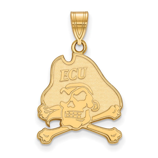 Gold Plated Sterling Silver Logoart East Carolina University Pirate Large Pendant