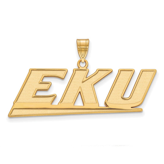 14K Yellow Gold Logoart Eastern Kentucky University E K U Large Pendant