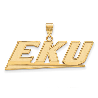 Gold Plated Sterling Silver Logoart Eastern Kentucky University E K U Large Pendant