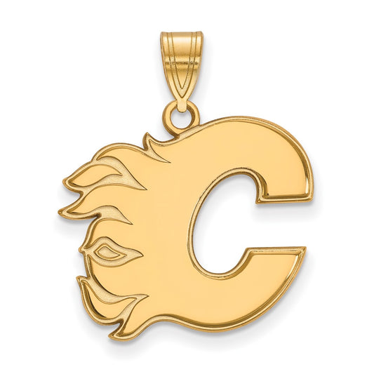 14K Yellow Gold Nhl Logoart Calgary Flames Letter C Large Pendant